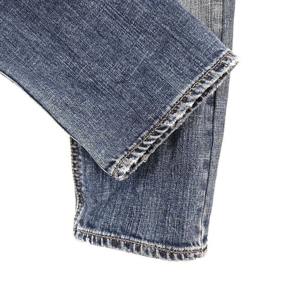 NWT EXPRESS Zelda Low Rise Distressed Stitched Med Wash Whiskered Crop Jeans 00 - Picture 3 of 8